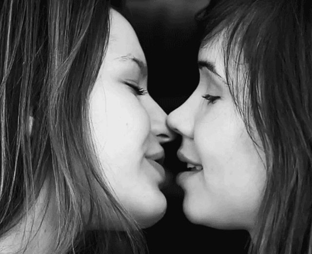 Lesbian webcam kiss